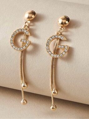💎 NEW 💎 Gold Crystal 'G' Drop Earrings 💎